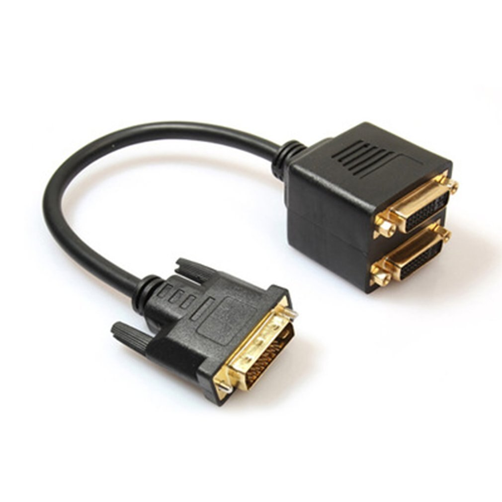 Portable DVI Adaptor DVI-D Male to Dual 2 DVI-I Female Splitter Signal Transmission Divider Video Y Splitter Cable